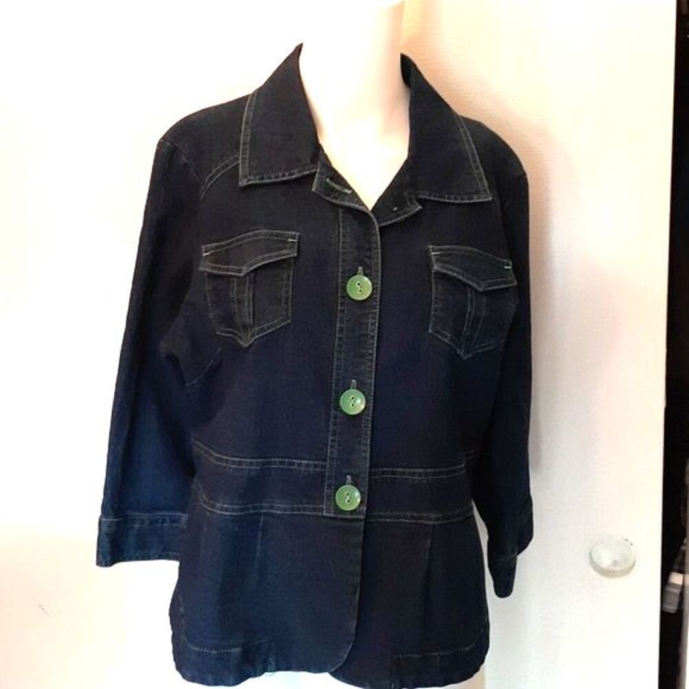 Onque shirt jacket shacket blue denim womens s m blazer top lagenlook casual top